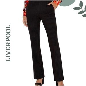Liverpool - Kelsey Flare Trouser in Black and White Pinstripe Stetch